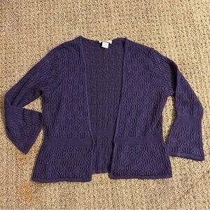 Choices Petite Medium Purple Crochet Style Cardigan